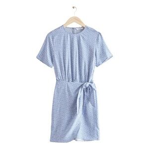 Other Stories Knot Detail Mini Dress in Lilac Dots Blue and White in size‎ 0